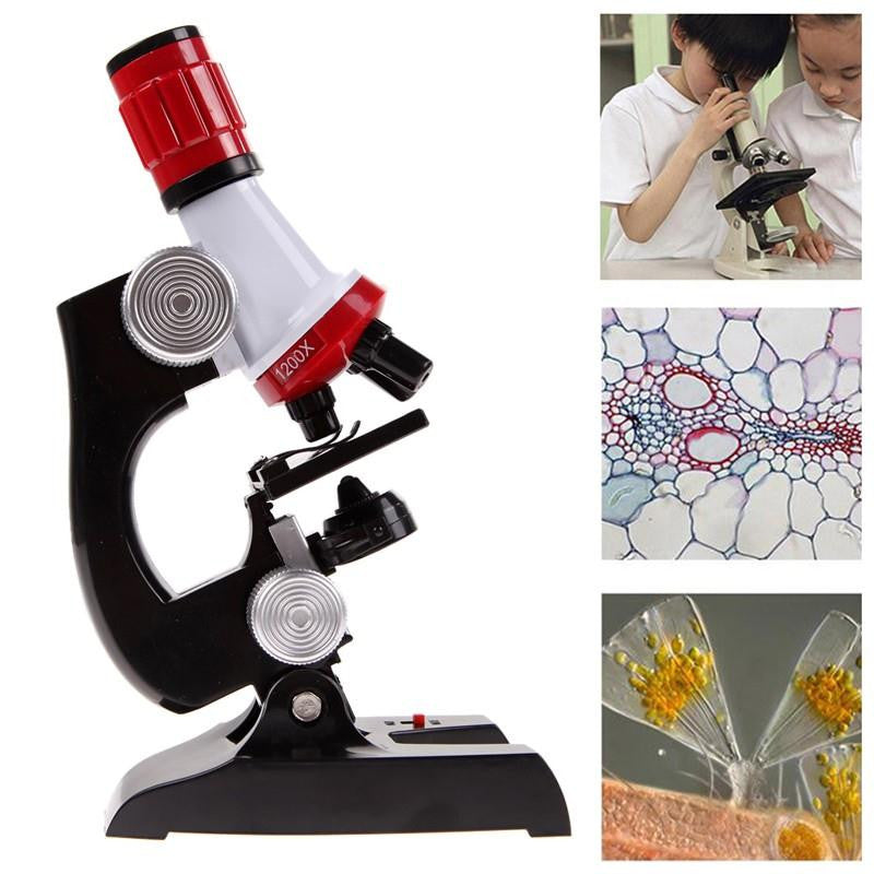 Kit Lab LED 100X-1200X Home School Educational Biological Microscope For Kids.