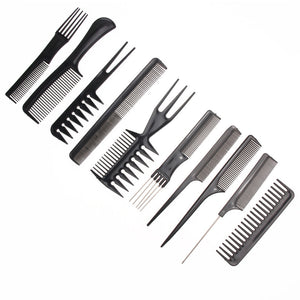 10pcs Professional Hair Combs Kits Salon Barber  Hairbrush Hair Care Set